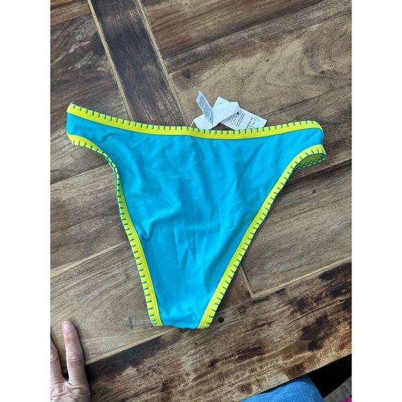 NWT Cupshe Women's Blue Green Escaping Colorblock Mid-Rise Bikini Bottoms Size M - Picture 6 of 8